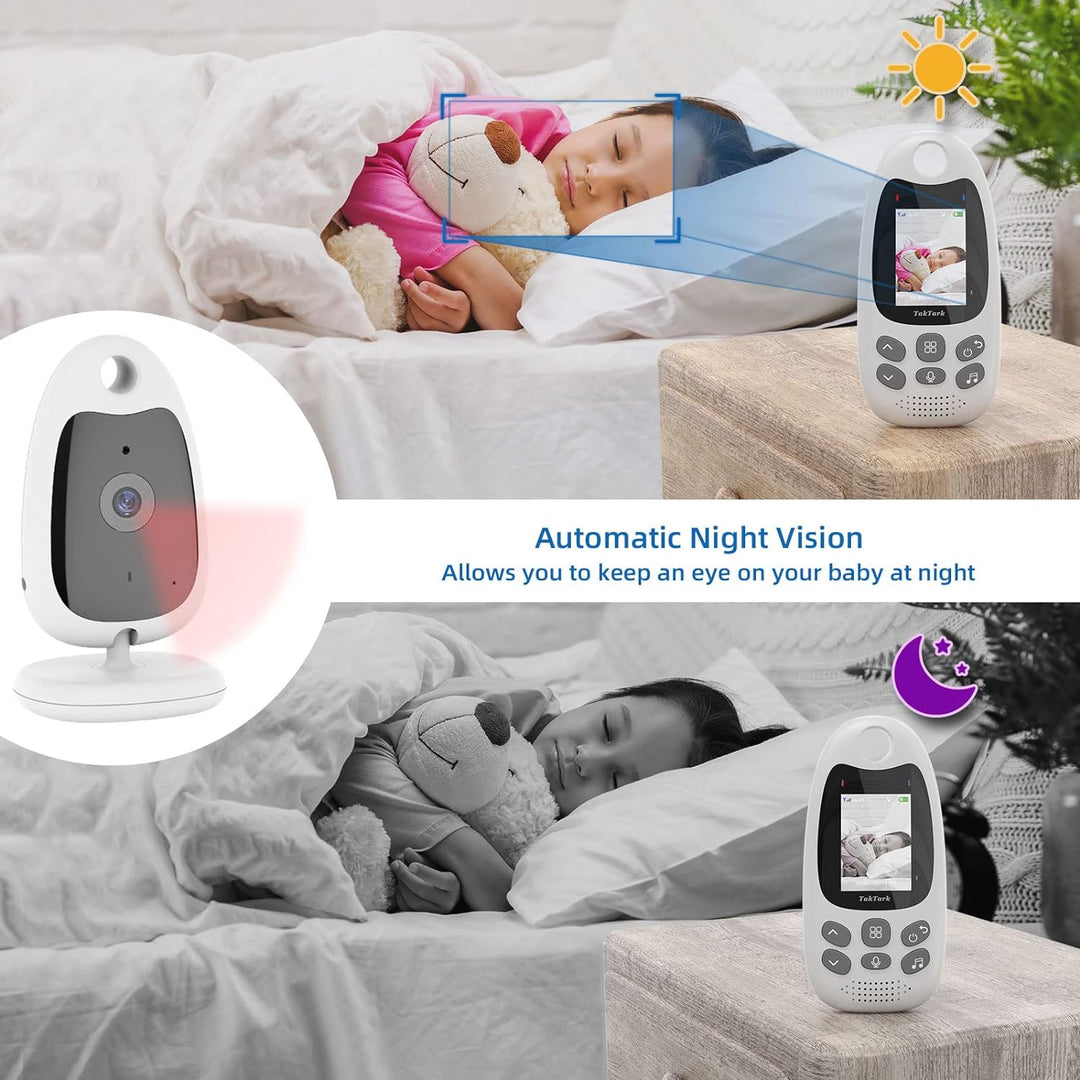 TakTark Babyphone mit Kamera, Babyfon mit Kamera 2'' Video Baby Monitor, Kamera und Audio Babyphone
