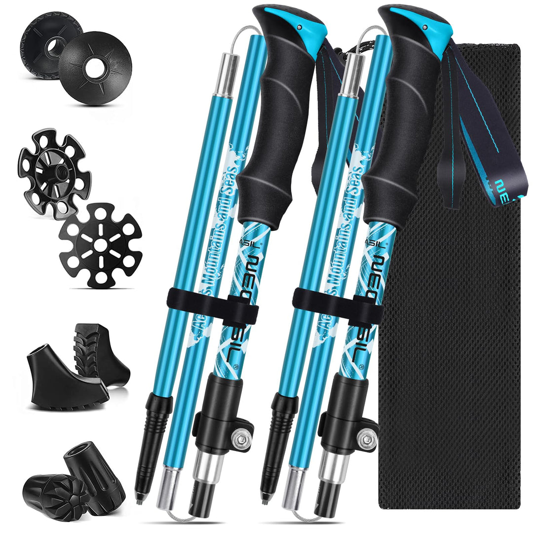 HOVIN Walking Stöcke Damen,Wanderstöcke Faltbar 105-125cm,Trekkingstöcke mit Gummipuffers für Trekki