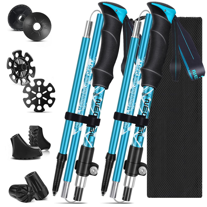 HOVIN Walking Stöcke Damen,Wanderstöcke Faltbar 105-125cm,Trekkingstöcke mit Gummipuffers für Trekki