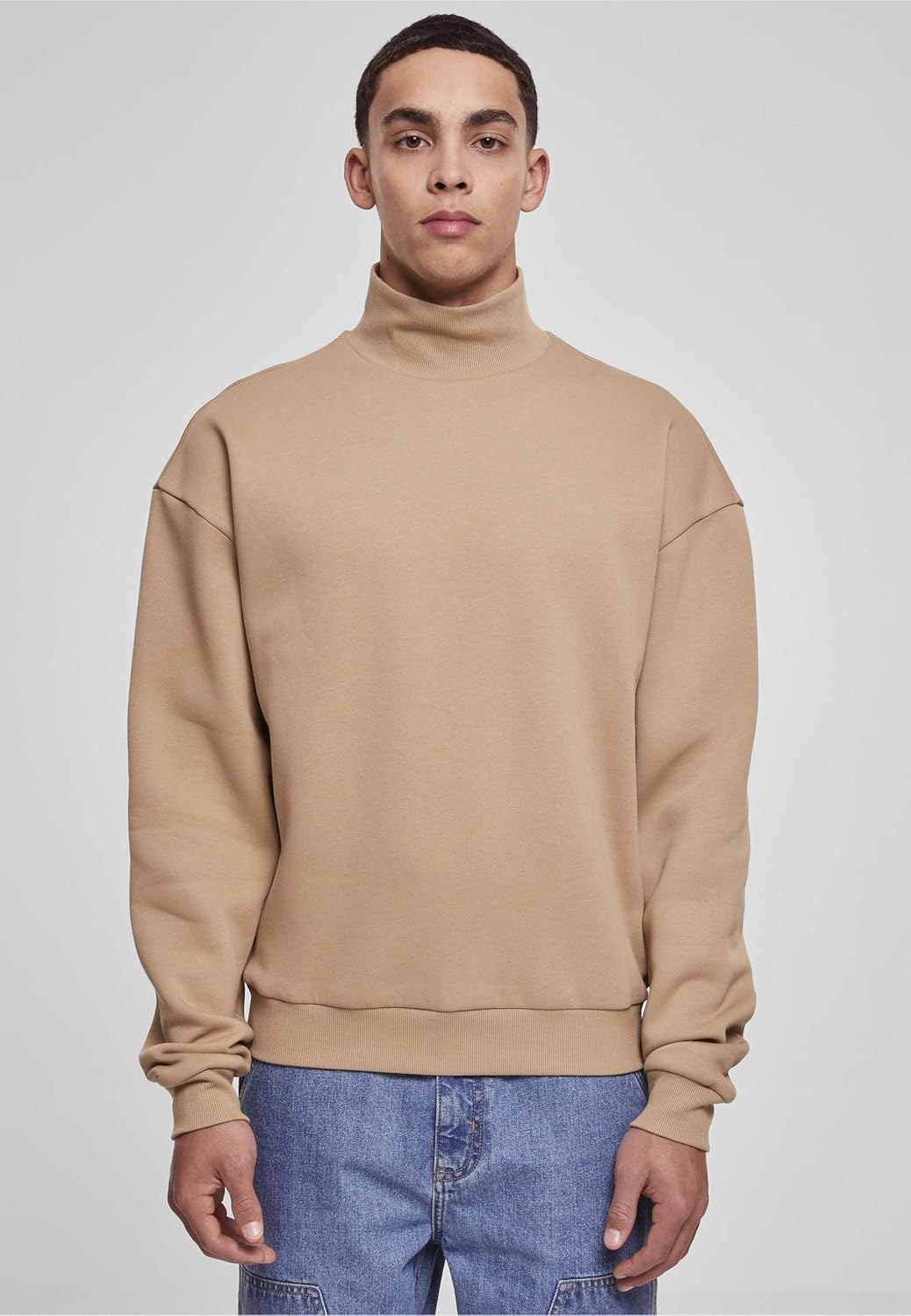Urban Classics Herren High Rib Neck Crew Sweatshirt 3XL Warmsand, 3XL Warmsand