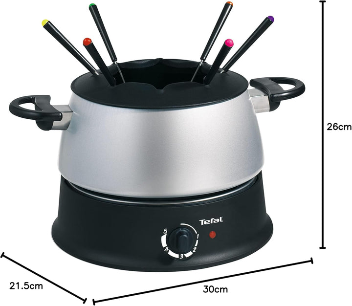 Tefal EF3000 Base Ronde Fondue | 1,200 Watt | mit sechs Gabeln | Für jede Fondueart: Öl, Käse, Schok