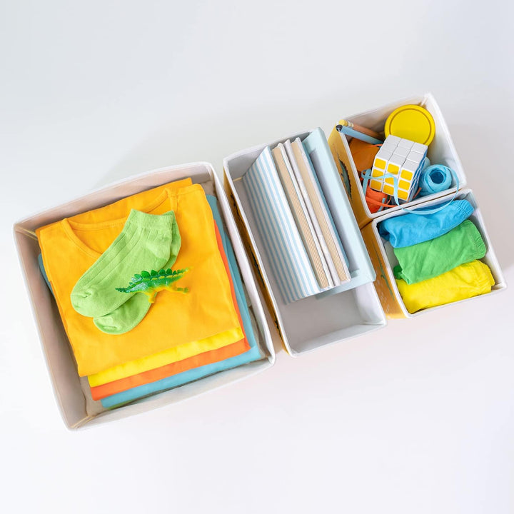 Ocean Home Textile 4er Set Dinosaurier Aufbewahrungsbox für Kinderzimmer, Faltbare Schubladen Ordnun