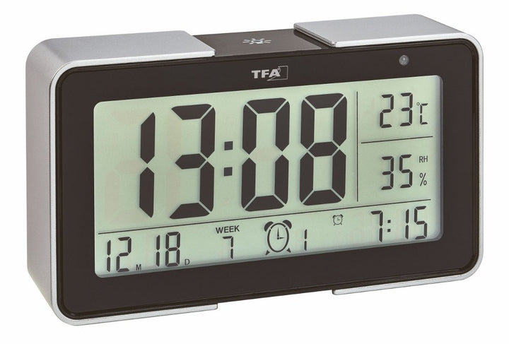 TFA Dostmann 60.2540 Funkwecker Melody mit verschiedenen Wecktönen (schwarz mit Batterien)