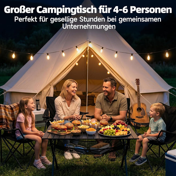 HAUSPROFI Campingtisch Klappbar 120x70x70cm Gross für 4-6 Personen, Klapptisch Aluminium 100 kg Bela