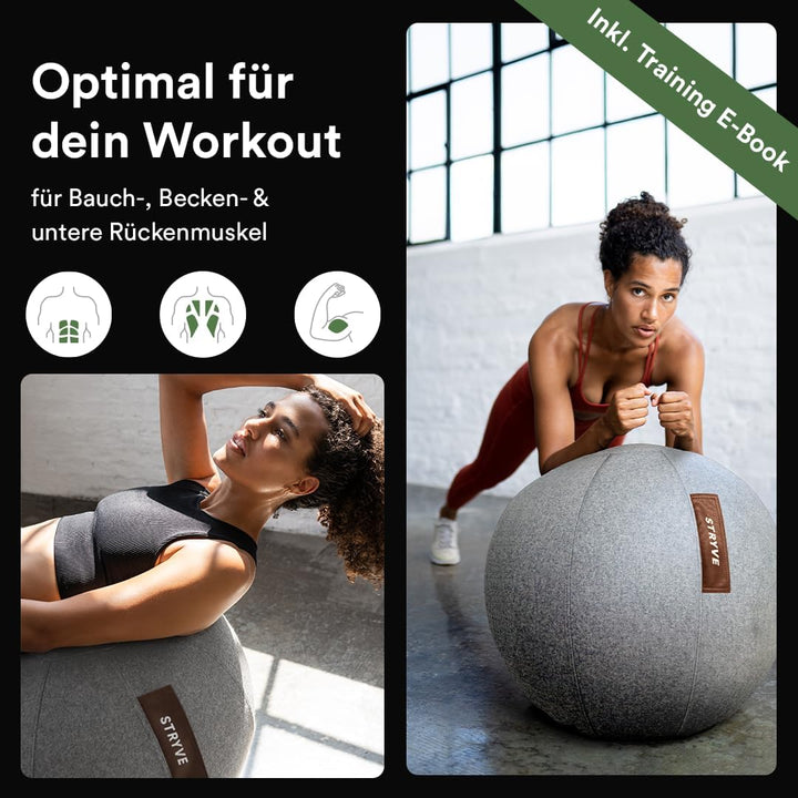 STRYVE Active Ball Wollfilz (65 cm, 70 cm), innovativer Sitzball mit Filzbezug, Ergonomische Alterna