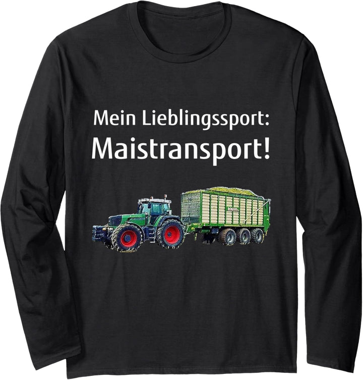 Mais häckseln Landwirt Mais-Silo fahren Lohner Maistransport Langarmshirt