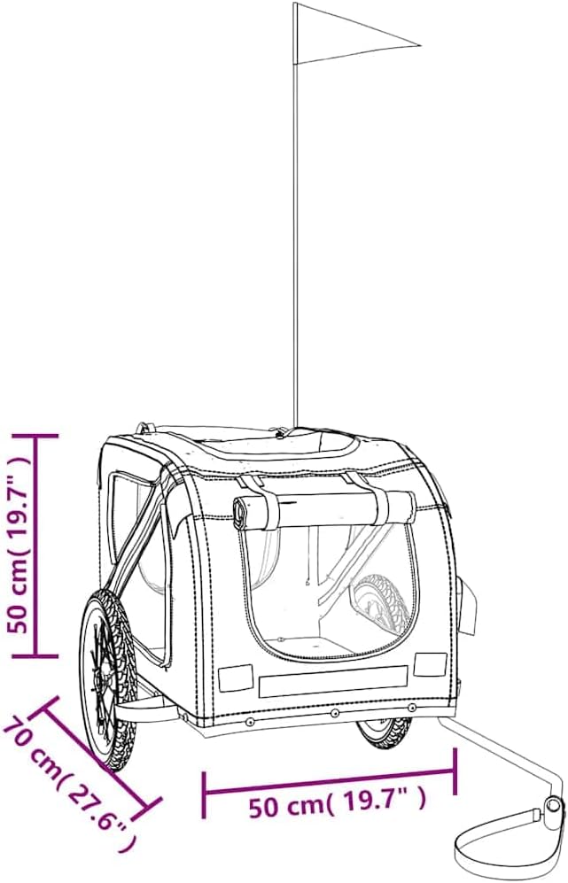 vidaXL Fahrradanhänger Hunde Hundeanhänger Hundetransporter Oxford-Gewebe Eisen Blau 125 x 63 x 66 c