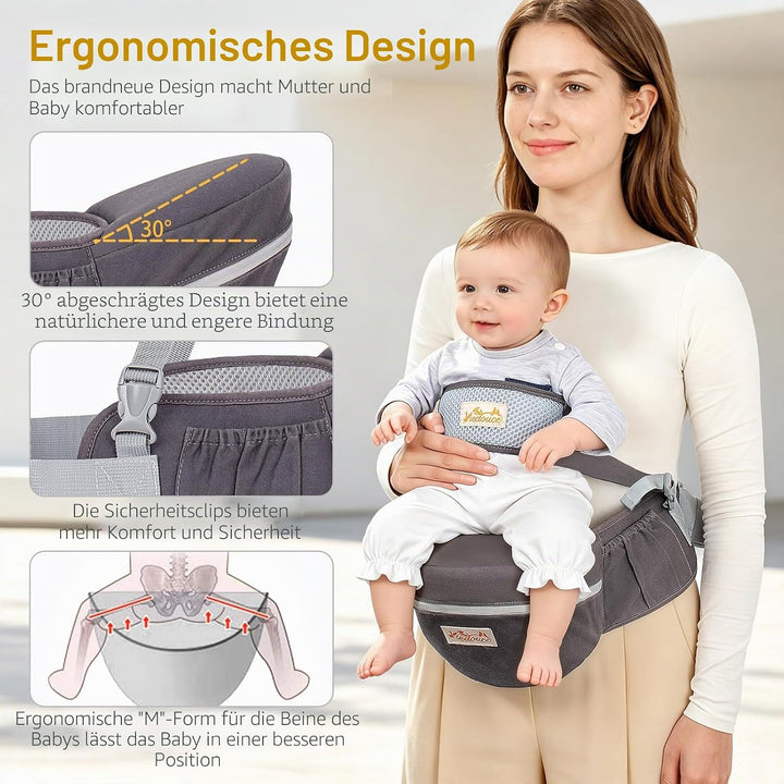 Viedouce Hüftsitz Baby, Ergonomische Hüfttrage Trageshilfe mit Sicherheitsgurt Schutz für Babys und