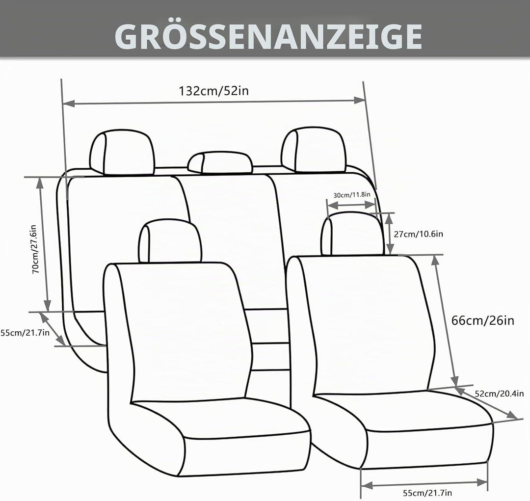 9 Stück Universal Autositzbezüge, Sitzbezüge Auto Für 5 Sitzer, Autositzauflage Set Seiten-Airbag-ko