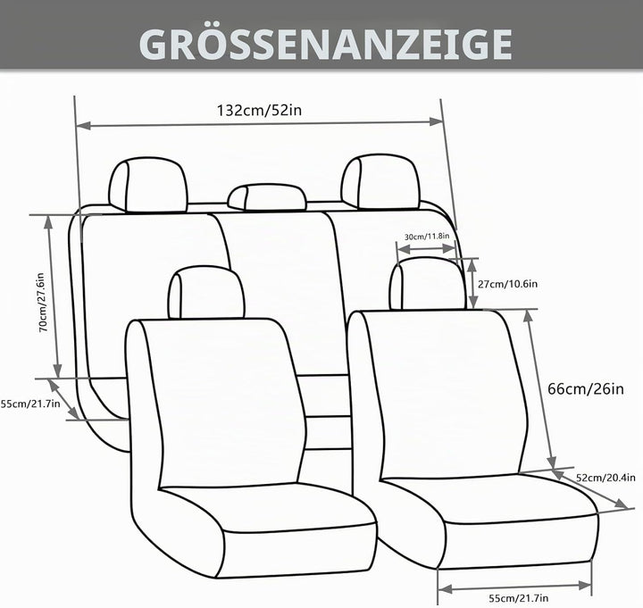 9 Stück Universal Autositzbezüge, Sitzbezüge Auto Für 5 Sitzer, Autositzauflage Set Seiten-Airbag-ko