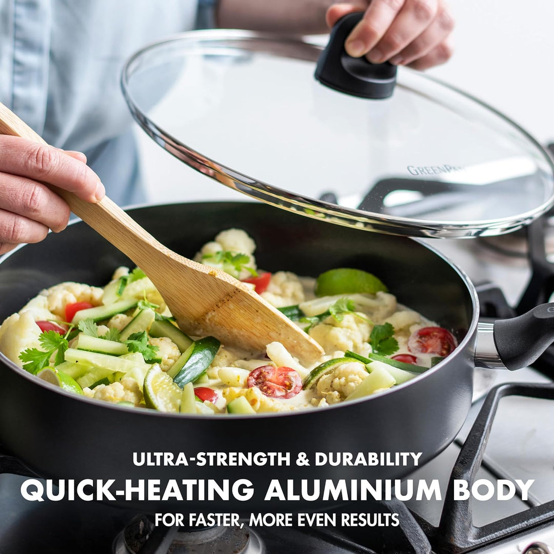 GreenPan Memphis Schmorpfanne (28 cm/4,2 L), gesunde keramische Antihaftbeschichtung, PFAS-frei, ind