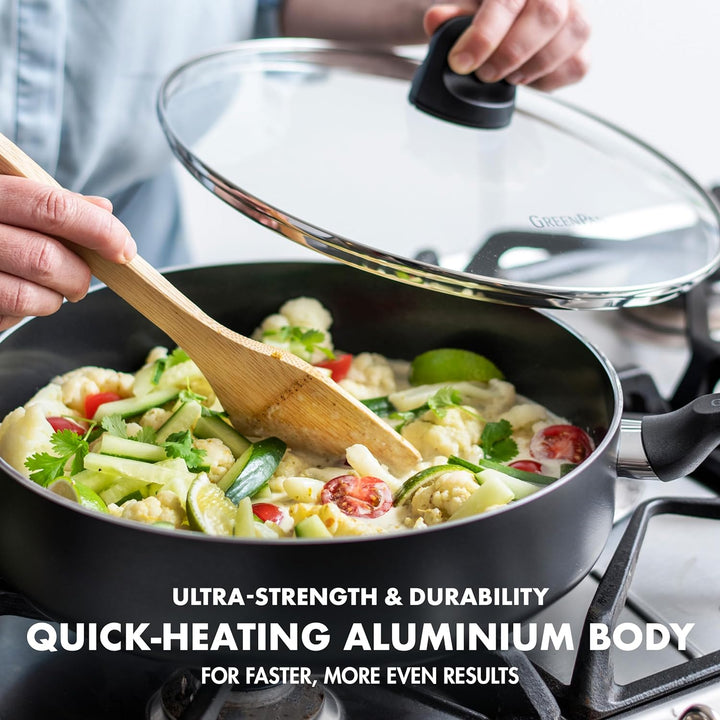 GreenPan Memphis Schmorpfanne (28 cm/4,2 L), gesunde keramische Antihaftbeschichtung, PFAS-frei, ind