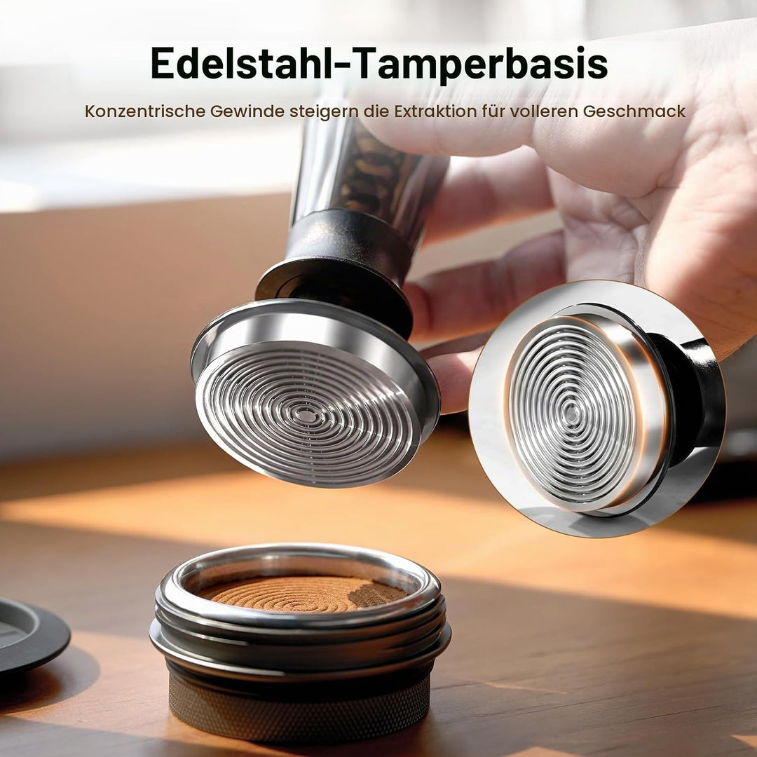 IKAPE 51-mm-Kaffeetamper für Espresso, federkalibrierter Tamper mit halbtransparentem Design, Tamper