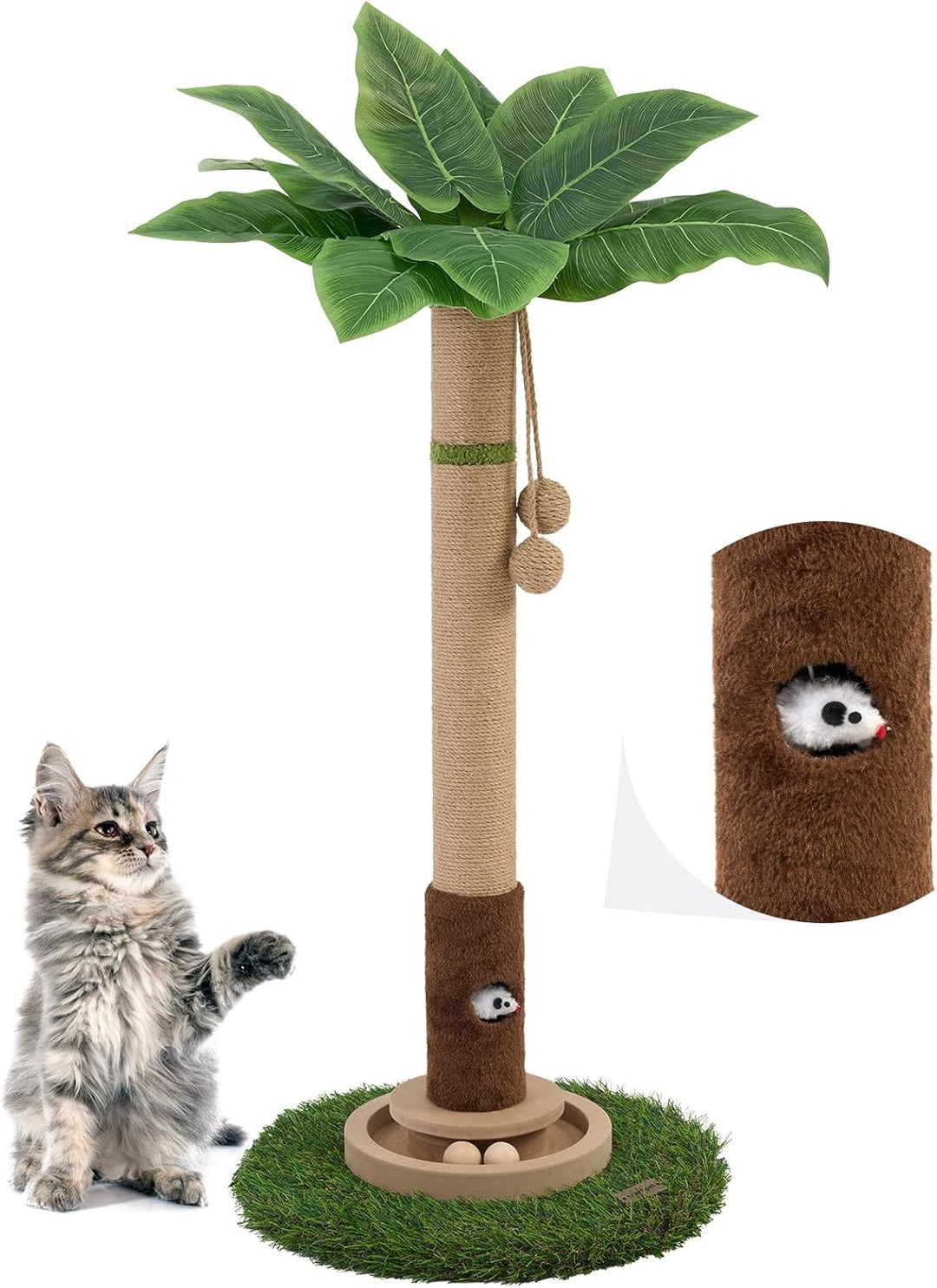 Katzenkratzbaum, 89,9 cm hoch, Katzenkratzbaum für Indoor-Katzen mit Katzenspielzeug, Mausloch und i