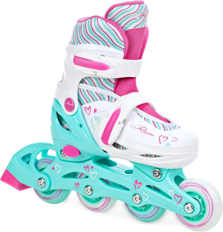 Kinder Inline Skates Inliner Raven Lia verstellbar mit LED Leuchtrad 34-37 (20,5-23,5cm) Raven Loret