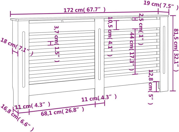 Wohnzimmer Heizkörperabdeckung 172x19x81.5 cm MDF Heizkörper Verkleidung Abdeckung Dekorative Latten