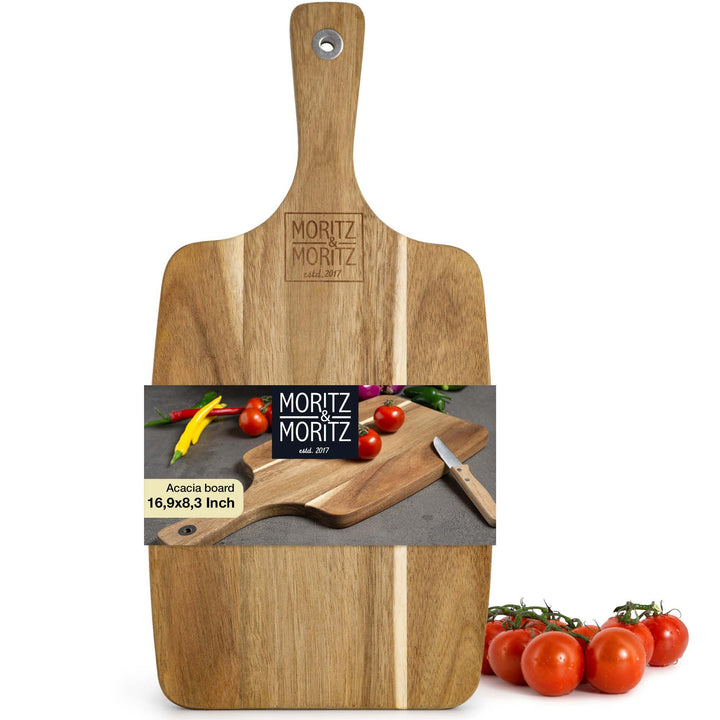 Moritz & Moritz Schneidebrett Holz 43x21cm - Holzschneidebrett aus massiver Akazie - Servierbretter