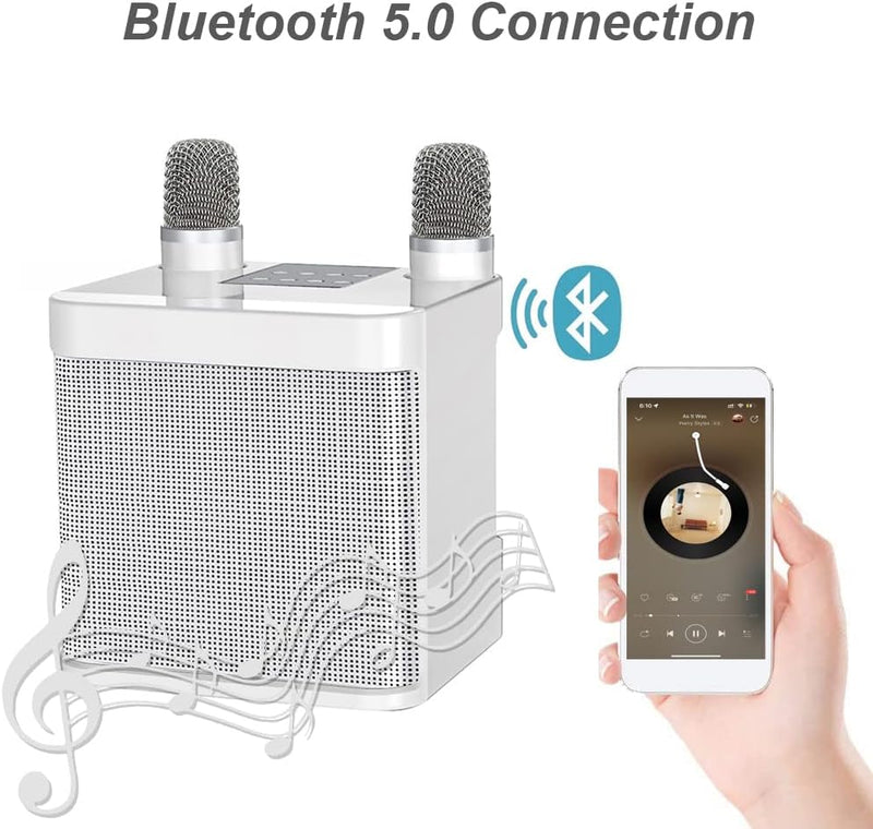 Karaoke Anlage mit 2 Mikrofonen,Bluetooth Karaoke Maschine, Kabellose Karaoke Anlage, Lautsprecher m