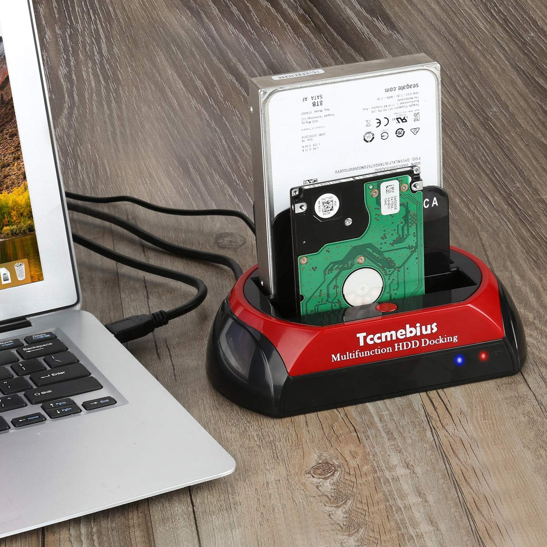 Tccmebius USB 3.0 Festplatten Dockingstation, TCC-S868-DE USB 3.0 an 2,5 3,5 Zoll SATA IDE Dual Slot