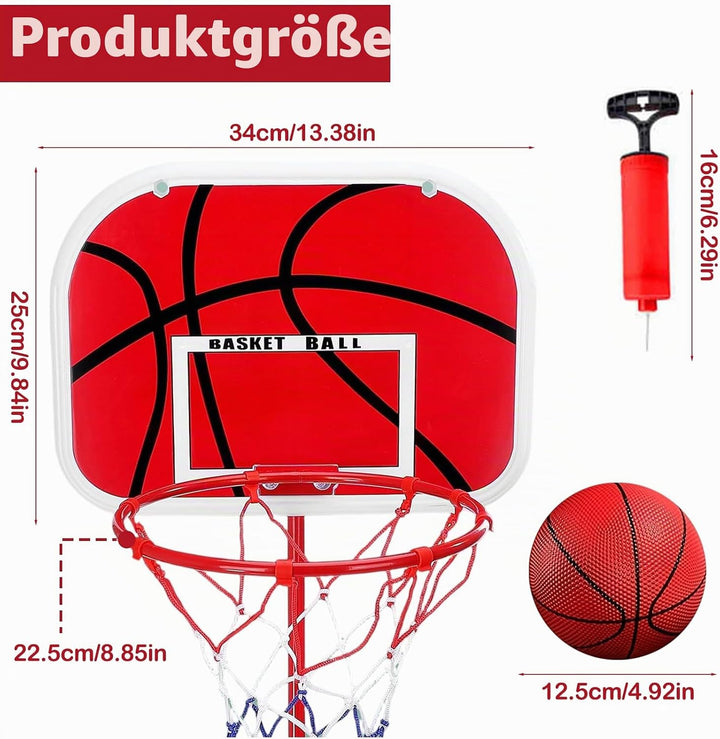 Basketballkorb Outdoor für Kinder,Inkl.2X Netze,3X Basketball,Pumpe &amp; Installationstools,50–150cm Hö