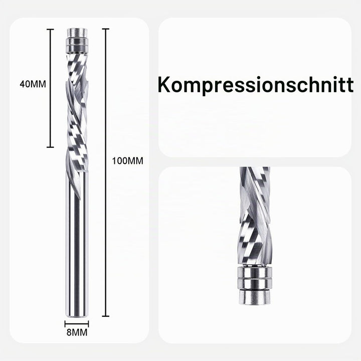 SpeTool Bündigfräser 8mm Schaft Spiralnutfräser Extra Lang Kopierfräser für Oberfräse Up&amp;Down Kompre