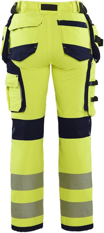 Blaklader 719716423389 Damen 4-Wege Stretch Hi-Vis Hose, High Vis Gelb/Marineblau