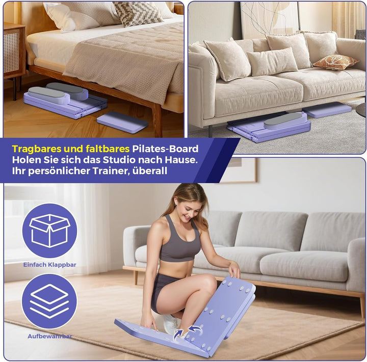 SPYLAVE Pilates Board Upgraded, 6-in-1 Faltbares Pilates Reformer Set für Zuhause, Multifunktionales