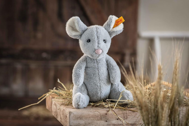 Steiff 056246 Soft Cuddly Friends Cheesy Maus, Gray Violet, 19cm