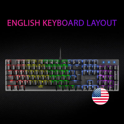 MARSGAMING Gaming MK422 Schwarz, Mechanische Tastatur RGB, Antighosting, Mechanischer Switch Rot, US