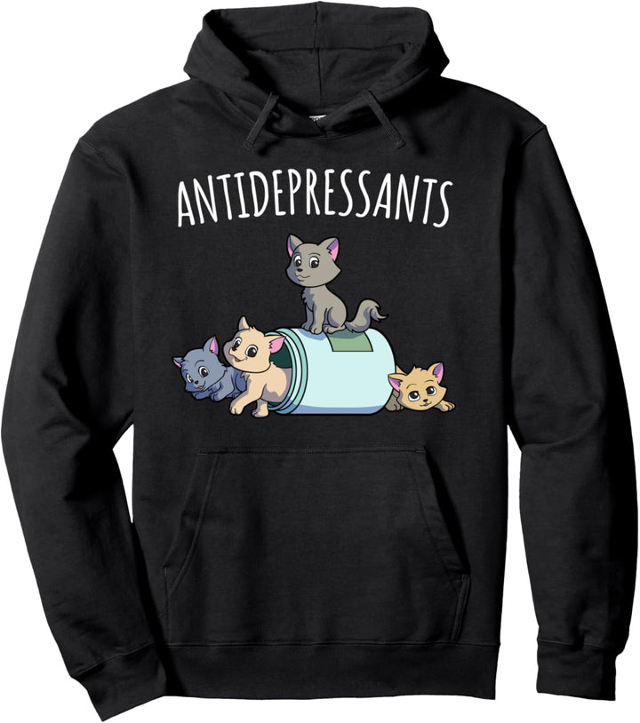 Katze Antidepressivum Lustige Katze Kawaii Katzen als Happy Pill Pullover Hoodie