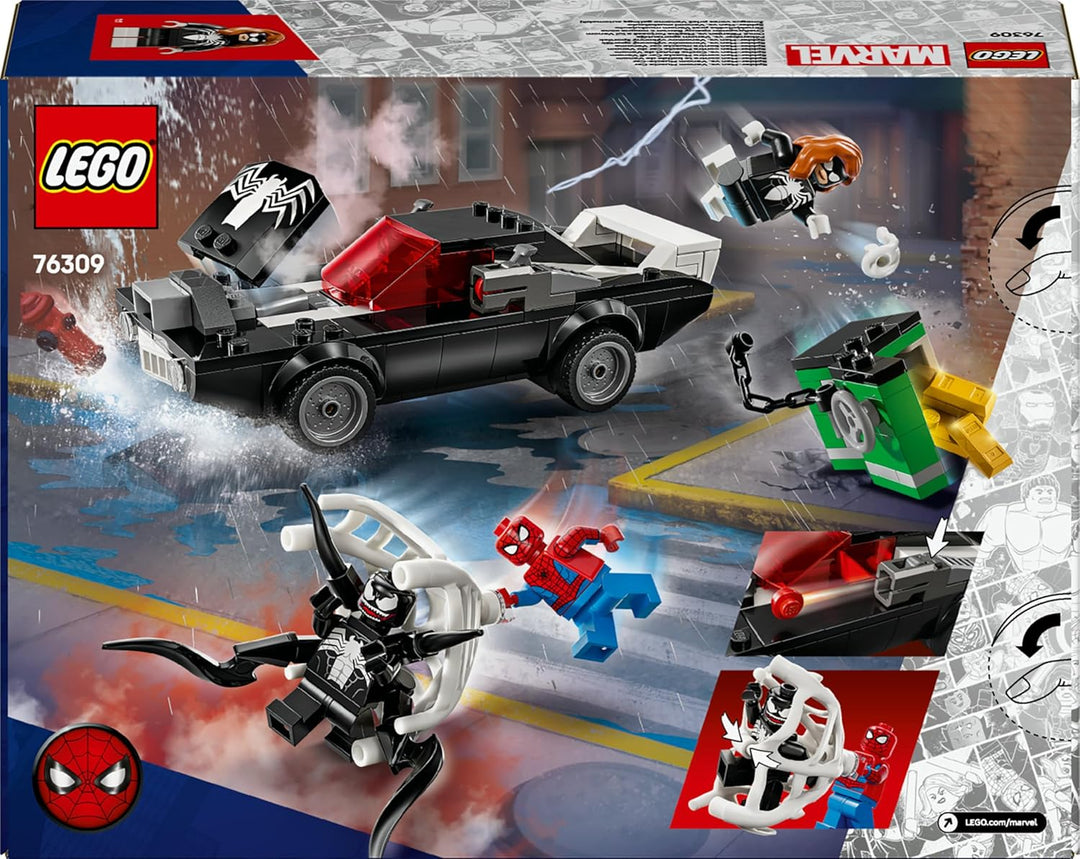 LEGO | Marvel Spider-Man Mech vs. Venom Muscle Car - Auto Spielzeug mit 3 Superhelden Minifiguren -