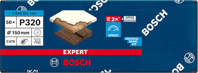 Bosch Accessories Bosch Professional 50x Schleifpapier Expert C470 Mehrloch (für Hartholz, Farbe auf