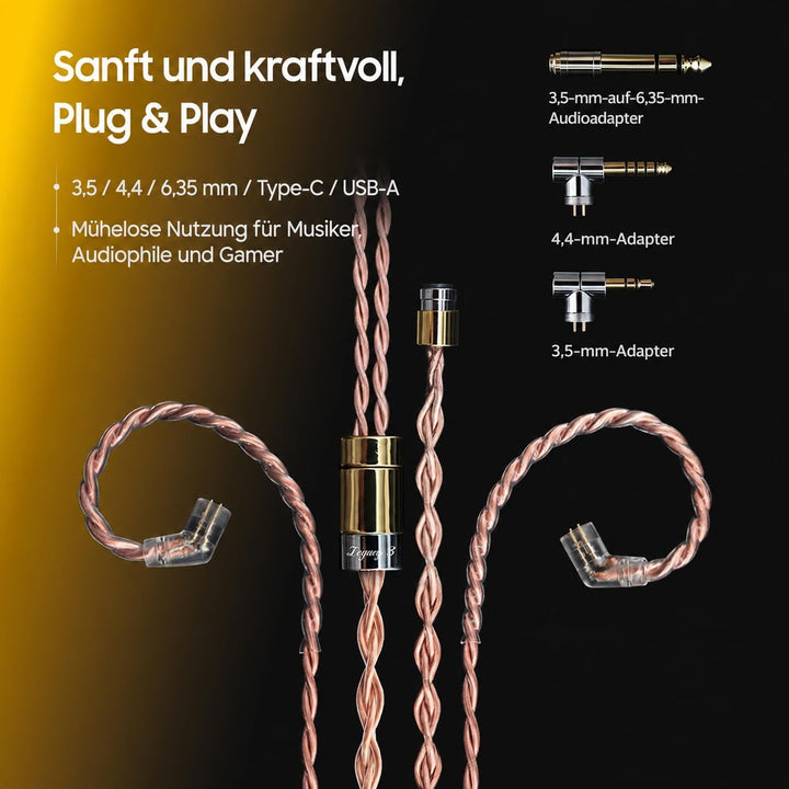 Tipsy M5 Ultra IEM, 5-Treiber-Hybrid (Bone Conduction + DD + 2BA + Planar), inklusive 3,5/4,4/6,35 S