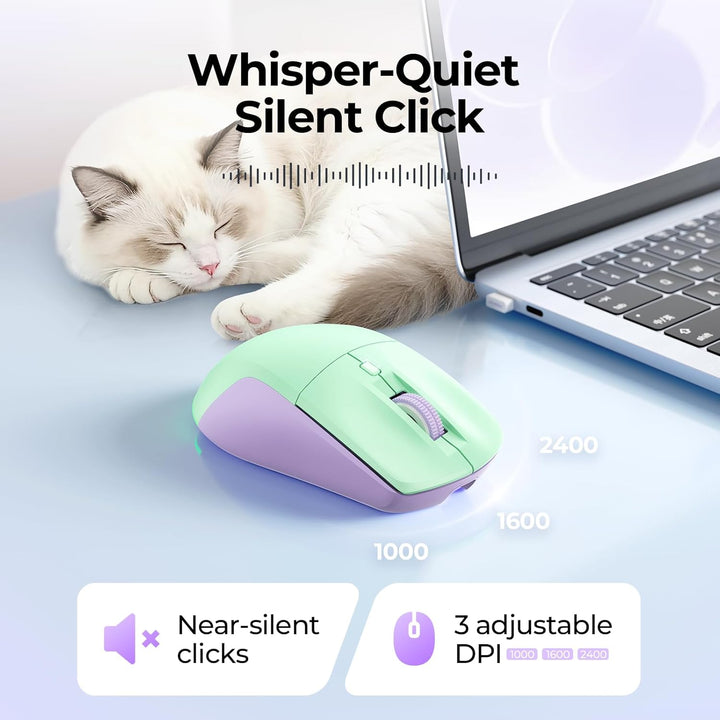 seenda Kabellose Bluetooth Maus, Bluetooth & 2.4G USB Dual Mode Wiederaufladbare LED Leise Klicks Er