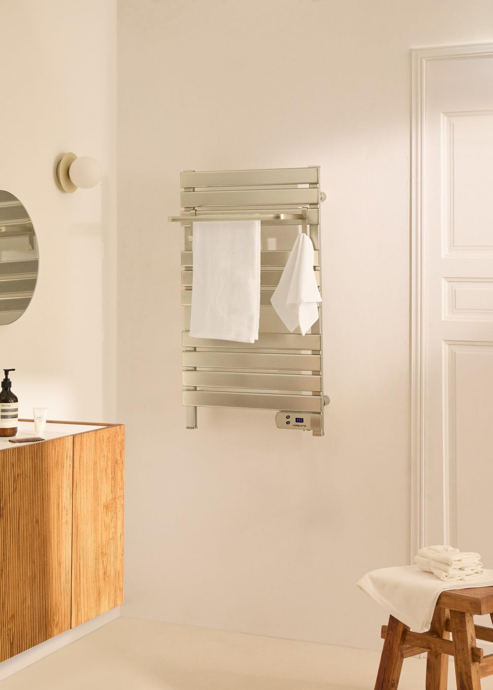 CREATE / WARM Towel 500W / Elektrischer Badheizkörper Edelstahl mit Regal / 96,9x55x5cm / Thermostat