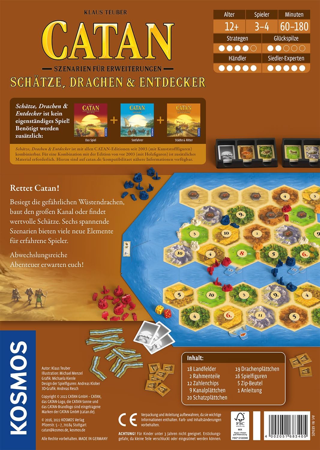 Kosmos 683405 Catan Schätze Drachen und Entdecker, Szenarien für Erweiterungen, mit der Erweiterung