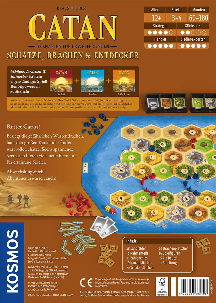 Kosmos 683405 Catan Schätze Drachen und Entdecker, Szenarien für Erweiterungen, mit der Erweiterung