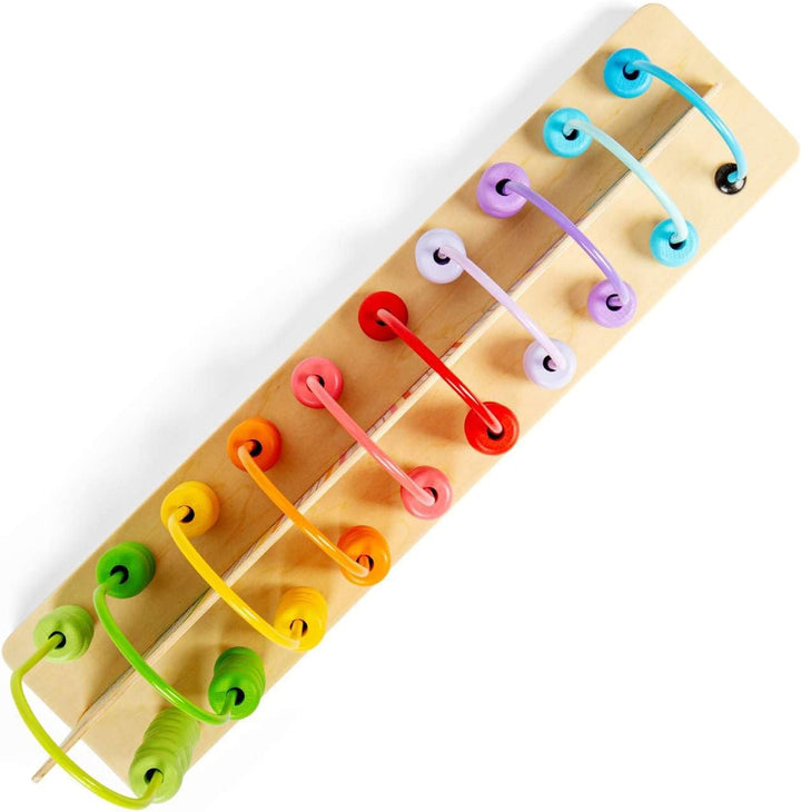 Bigjigs Toys Rainbow Counting Abacus (56 Piece) - Learn Addition & Subtraction, Wooden Numbers & Mat