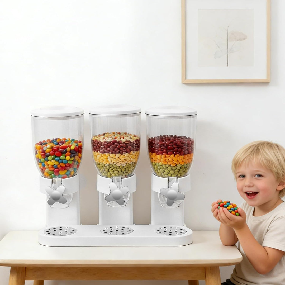 Müslispender 2L 3er Set, Cereal Dispenser mit Sichtfenster (Weiss), Weiss