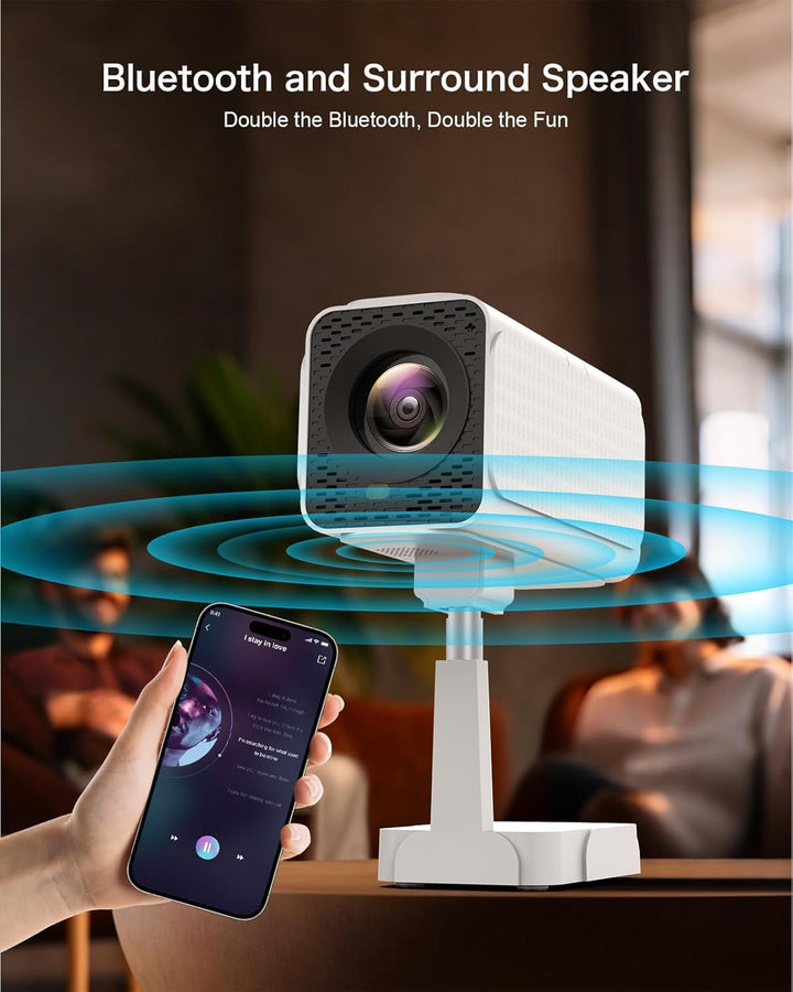 [Android TV OS & Teleskop Stand]Puxinat Smart Beamer mit WiFi6 und Bluetooth5.2, 300ANSI Elektrische