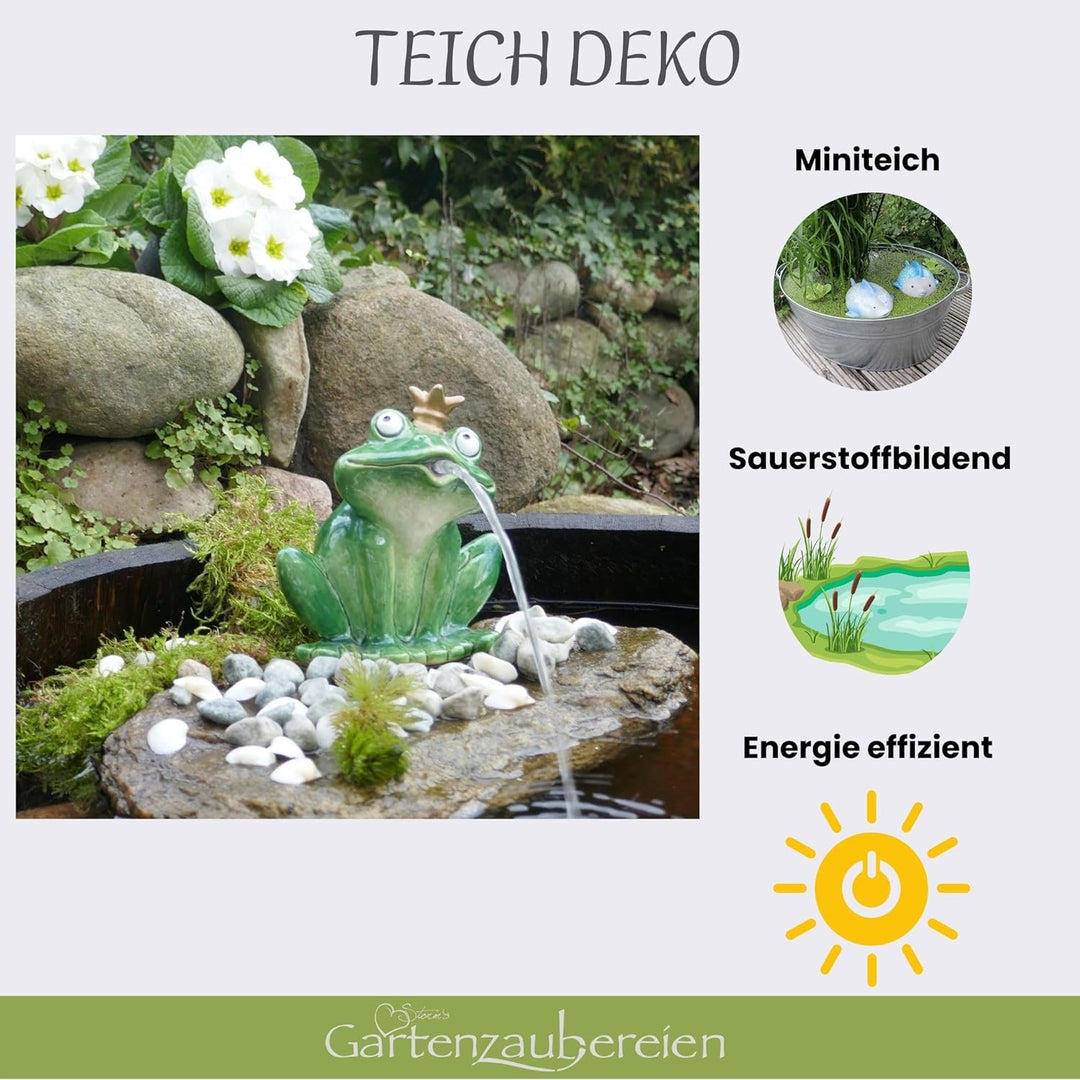 Storm's Gartenzaubereien Wasserspeier Frosch aus Keramik mit Pumpe 230V 16cm für Miniteich - Balkon