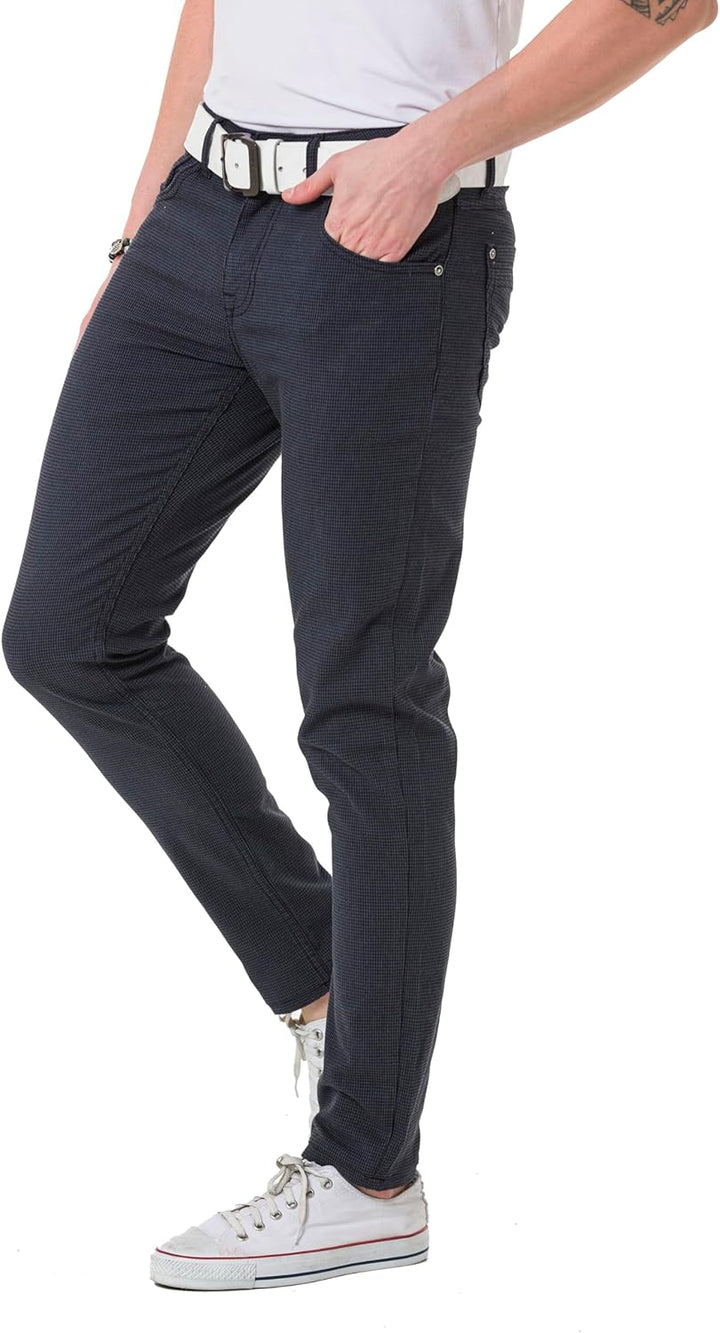 Cipo & Baxx Herren Jeans & Freizeithose | Used Look, Ziernähte, Logo Stickerei, Kontrastnähten, Bike