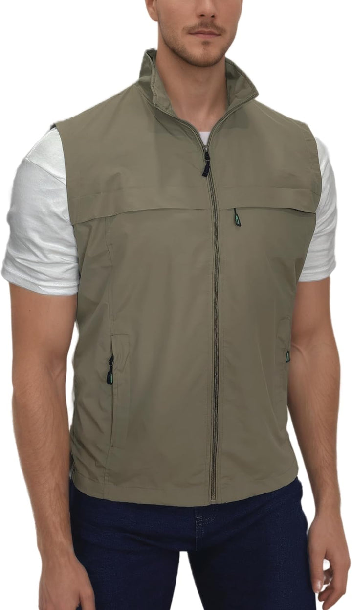 MeiLayM Herren Outdoor Angelweste Multi Pocket Weste Sommer Schnell Trocknende Weste Sport Reissvers