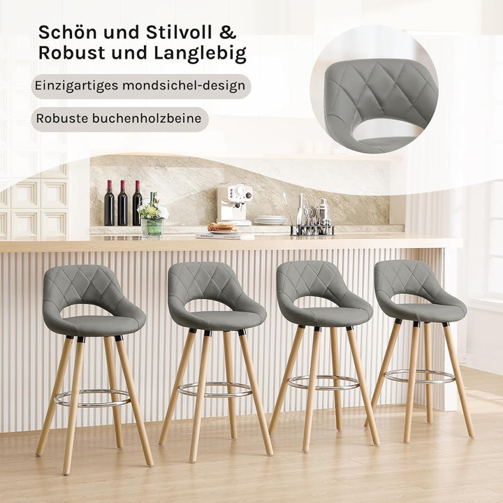 WOLTU Barhocker 2er Set, Barstuhl Küchenhocker Thekenhocker, Hocker mit Rückenlehne Fussstütze, aus