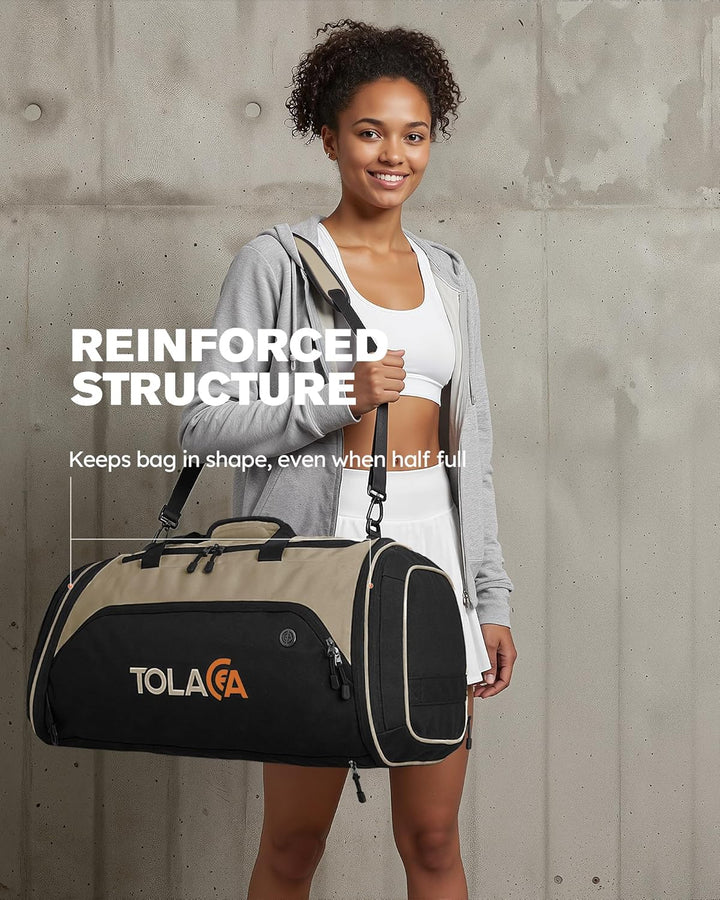 Tolaccea Sporttasche 56–70L für Herren & Damen – Erweiterbare Reisetasche mit Schuhfach & Nassfach,