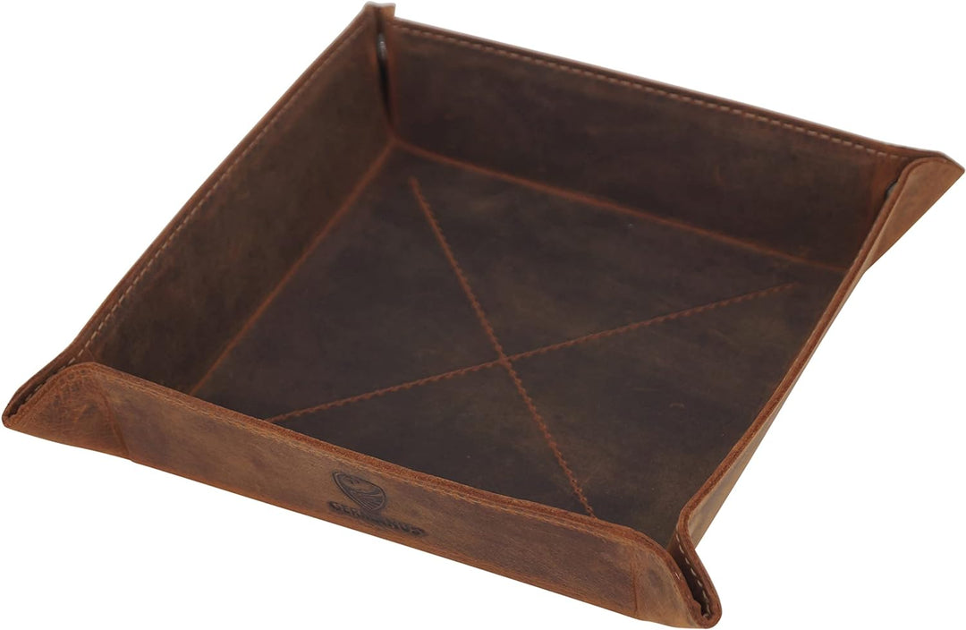 GERMANUS Taschenleerer Ablage Leder braun