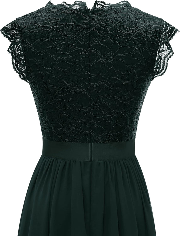 Dressystar Damen Ballkleid Maxi Lang Abendkleider Elegant für Hochzeit Spitzen Cocktailkeid XXL Band