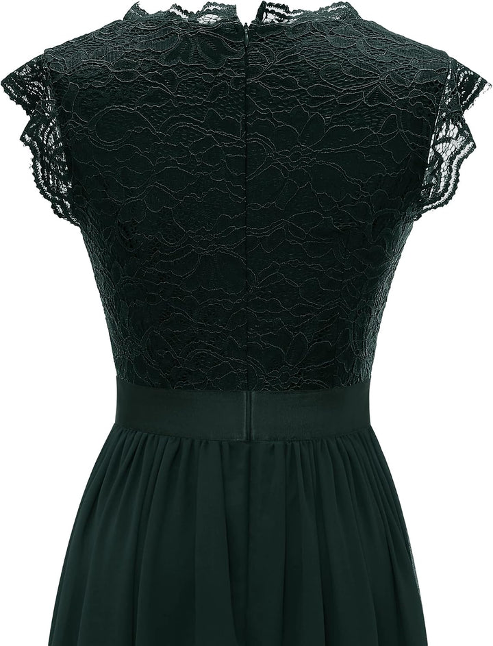 Dressystar Damen Ballkleid Maxi Lang Abendkleider Elegant für Hochzeit Spitzen Cocktailkeid M Band_g