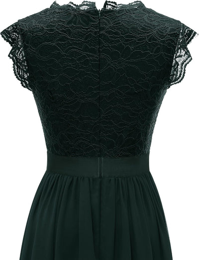 Dressystar Damen Ballkleid Maxi Lang Abendkleider Elegant für Hochzeit Spitzen Cocktailkeid L Band_g