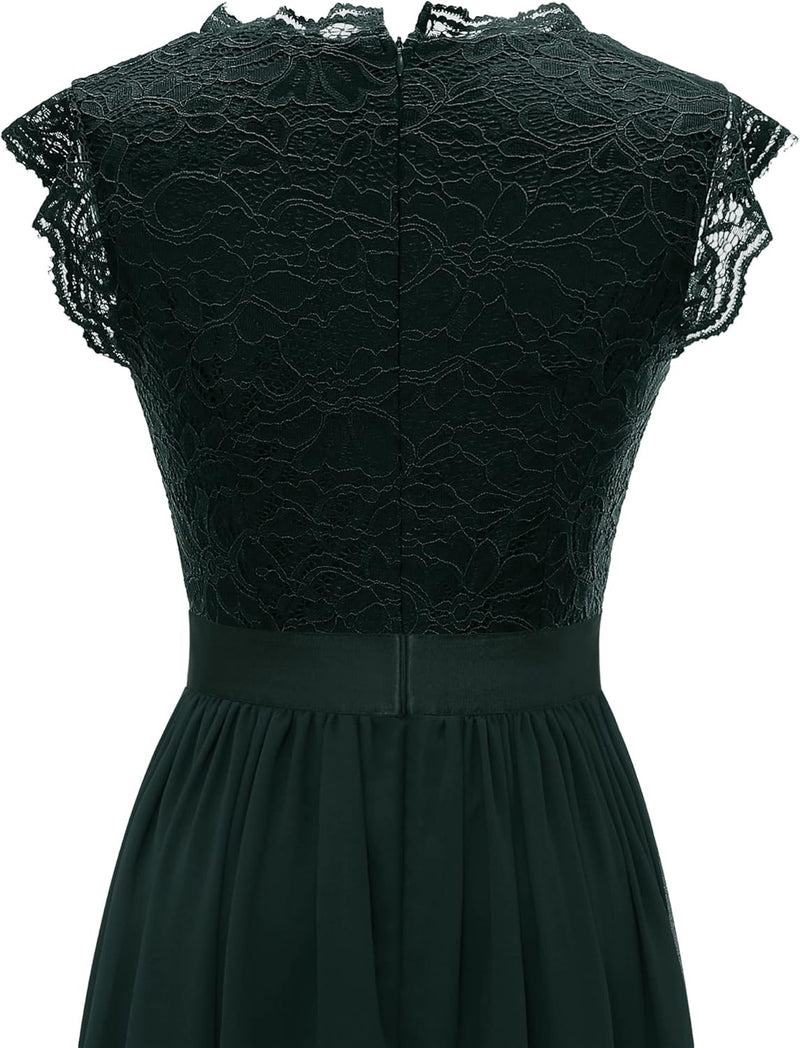 Dressystar Damen Ballkleid Maxi Lang Abendkleider Elegant für Hochzeit Spitzen Cocktailkeid L Band_g